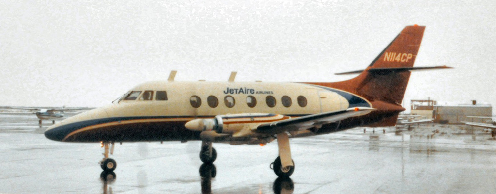 A JetAire Handley-Page Jetstream on its inaugural service to Las Cruces on January 16, 1985.