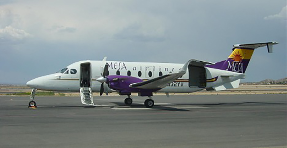 A Mesa Airlines Beechcraft 1900D at Farmington in the 2000’s.
