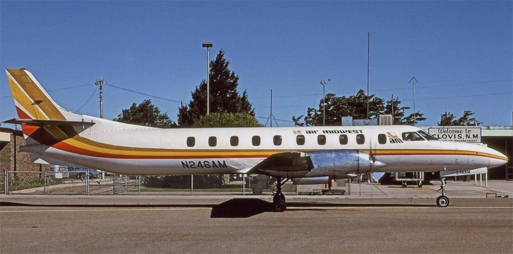 Air Midwest Swearingen Metroliner at Clovis circa 1980.