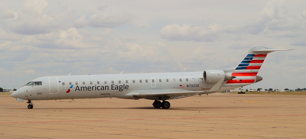 American Eagle Canadair CRJ-700 at Roswell operated by SkyWest Airlines.