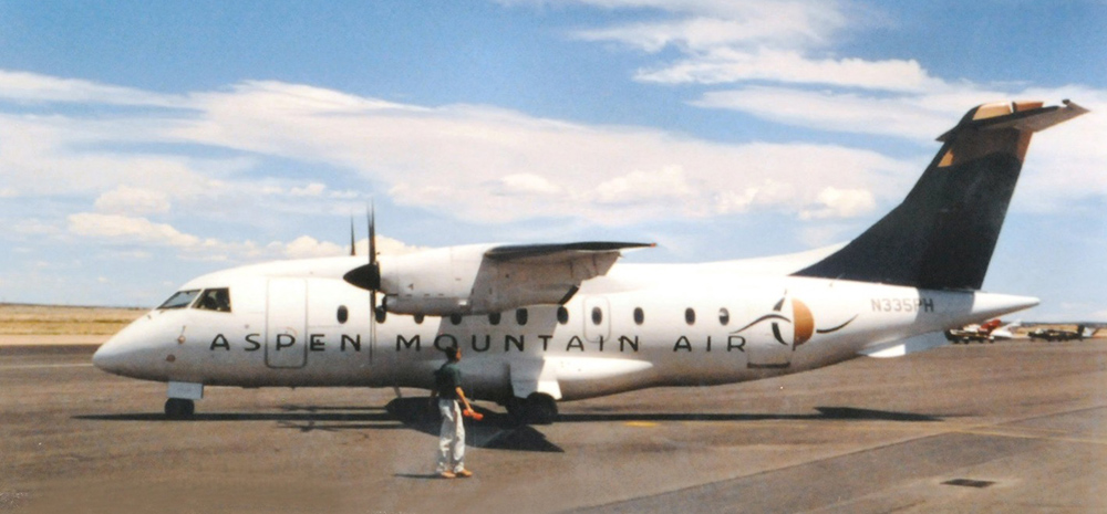Aspen Mountain Air Dornier 328 prop at Santa Fe in 1997.