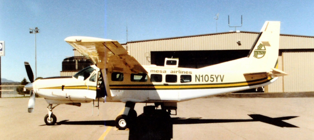 Mesa Airlines Cessna 208 Caravan at the Sierra Blanca Regional Airport.