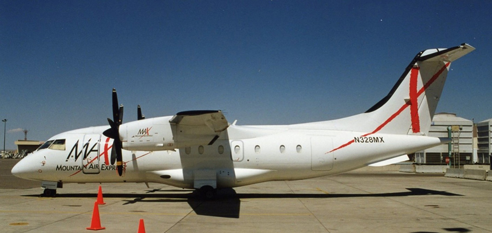 Mountain Air Express (feeder for Western Pacific Airlines) 1997: Santa Fe-Colorado Springs route using Dornier 328 prop aircraft.