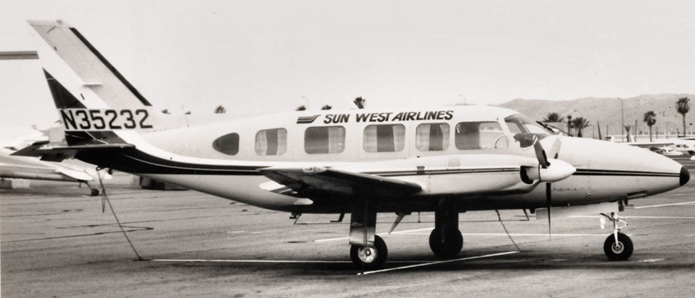 Sun West Airlines Piper Navajo Chieftain.