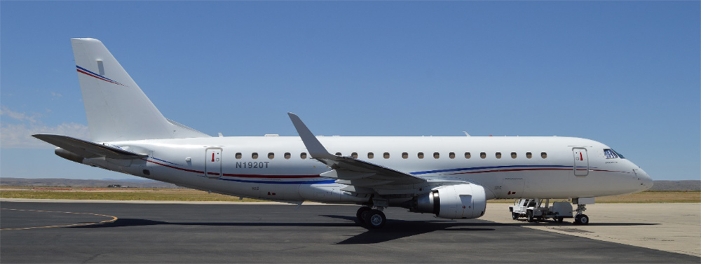 SwiFlight Embraer 175 at the Carlsbad Airport in 2020.