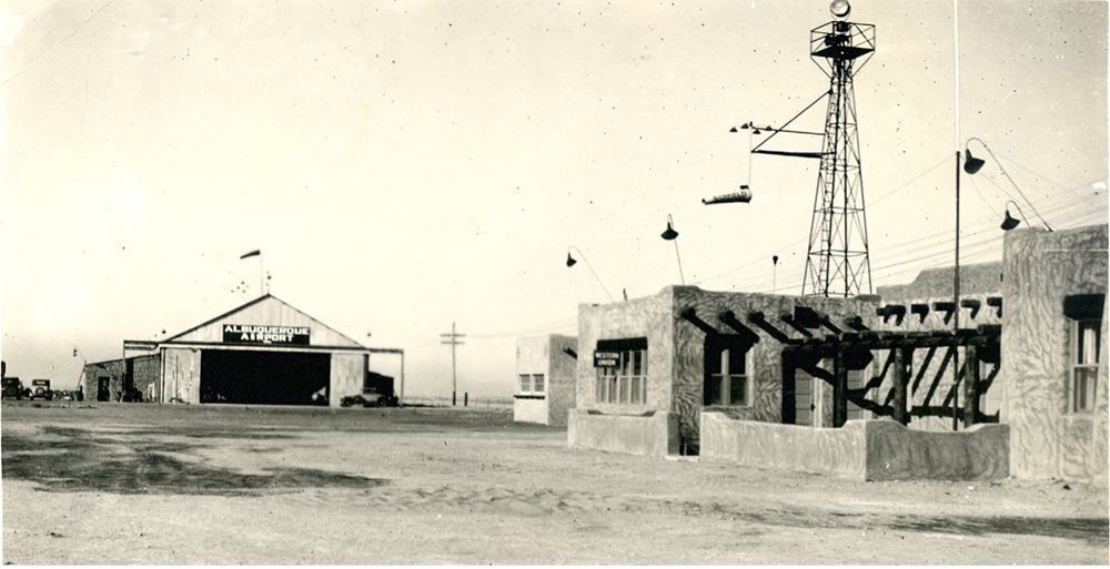 The Albuquerque Airport hanger and administrative building in 1929.