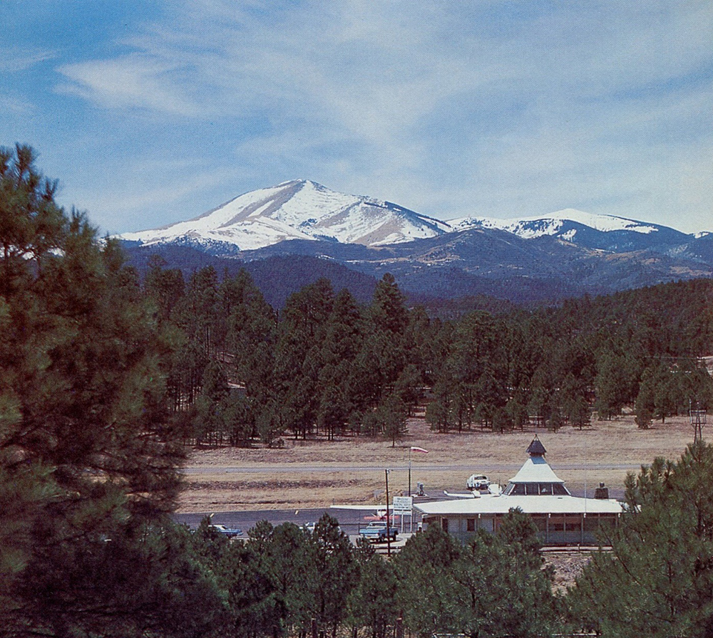 The old Ruidoso Municipal Airport with Sierra Blanca Peak rising to 12,000 feet in the background.