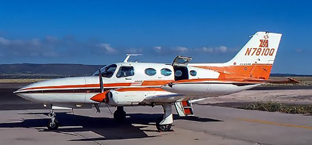 Zia Airlines Cessna 402 at the Santa Fe airport in the 1970’s.